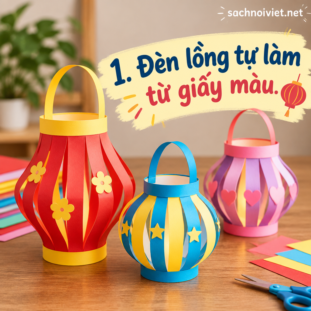 1. Đèn lồng tự làm từ giấy màu