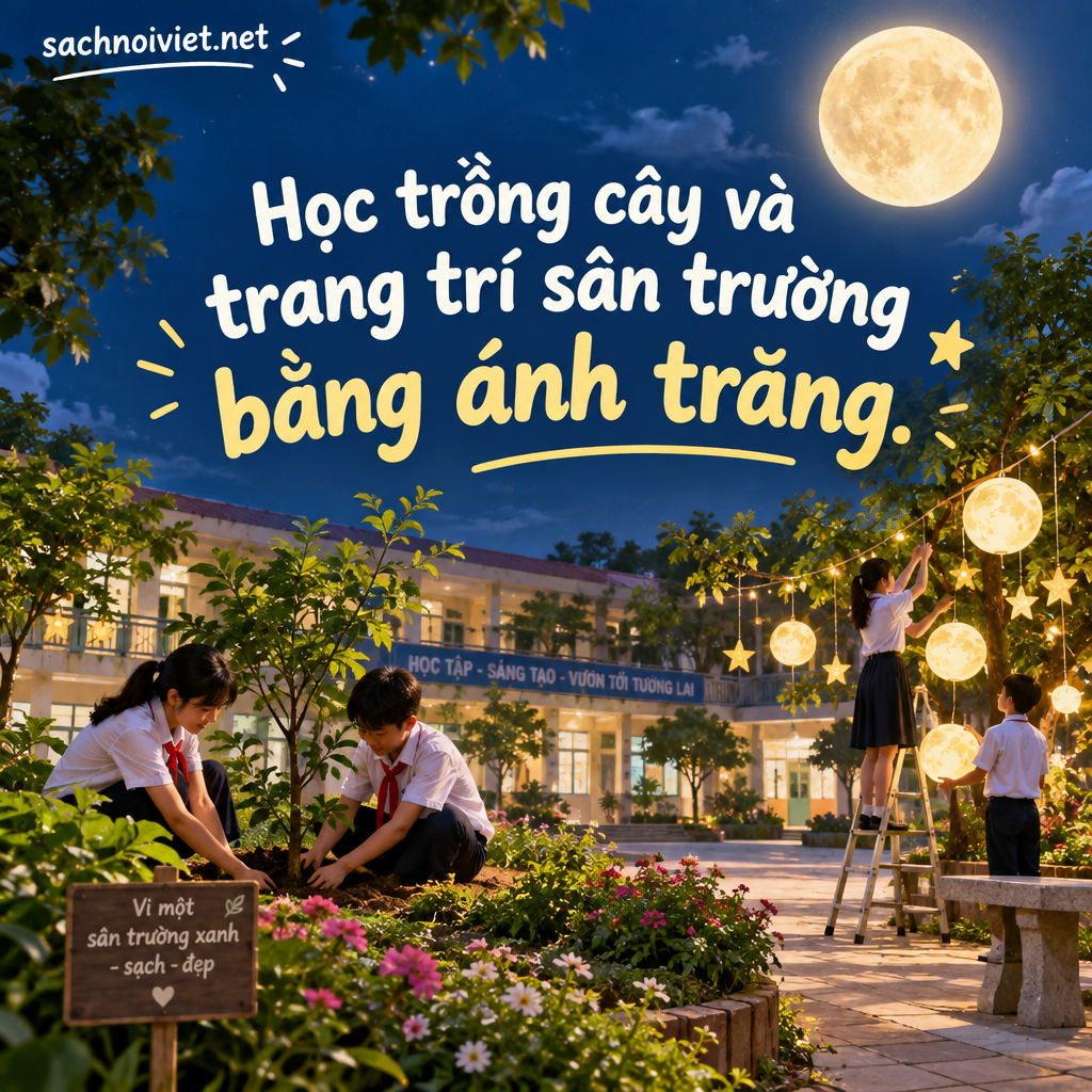 Học trồng cây và trang trí sân trường bằng ánh trăng