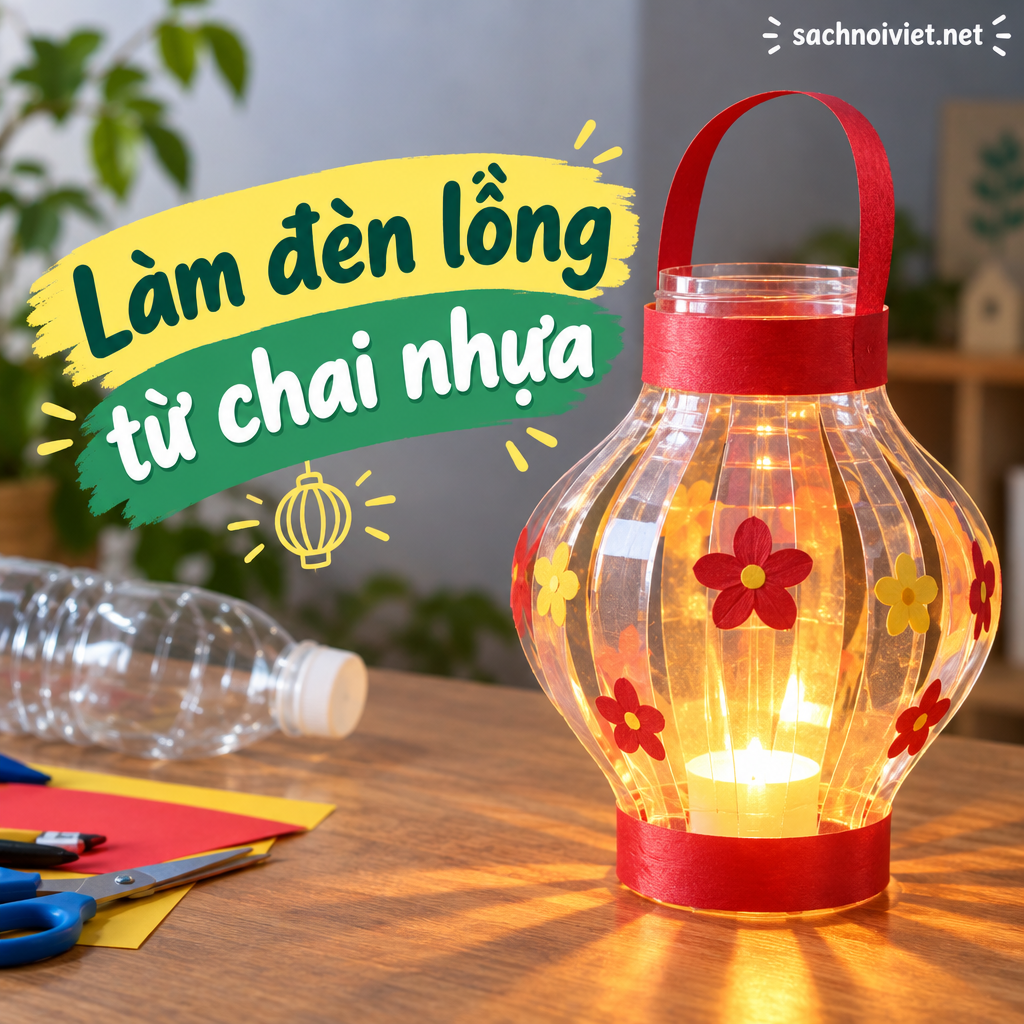 Làm đèn lồng từ chai nhựa