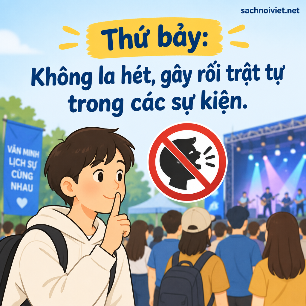 Thứ bảy: Không la hét, gây rối trật tự trong các sự kiện