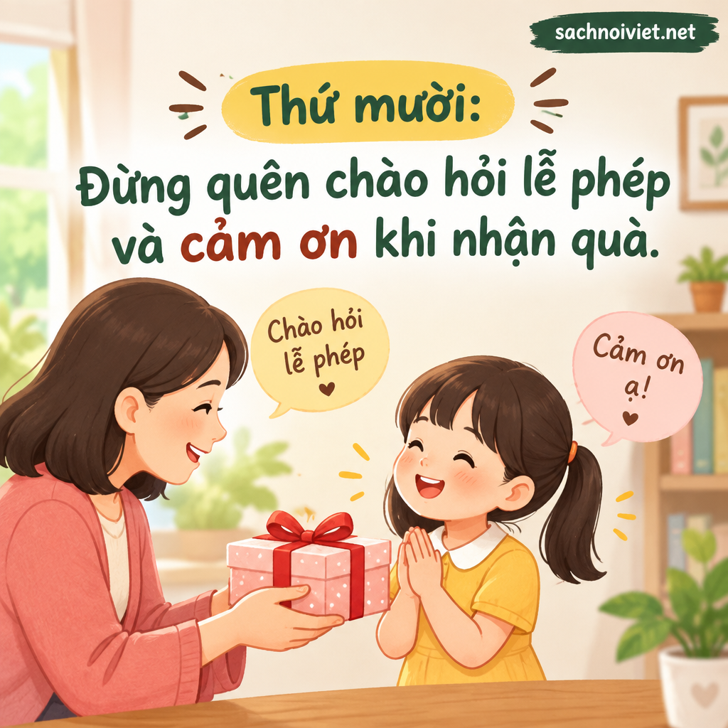 Thứ mười: Đừng quên chào hỏi lễ phép và cảm ơn khi nhận quà