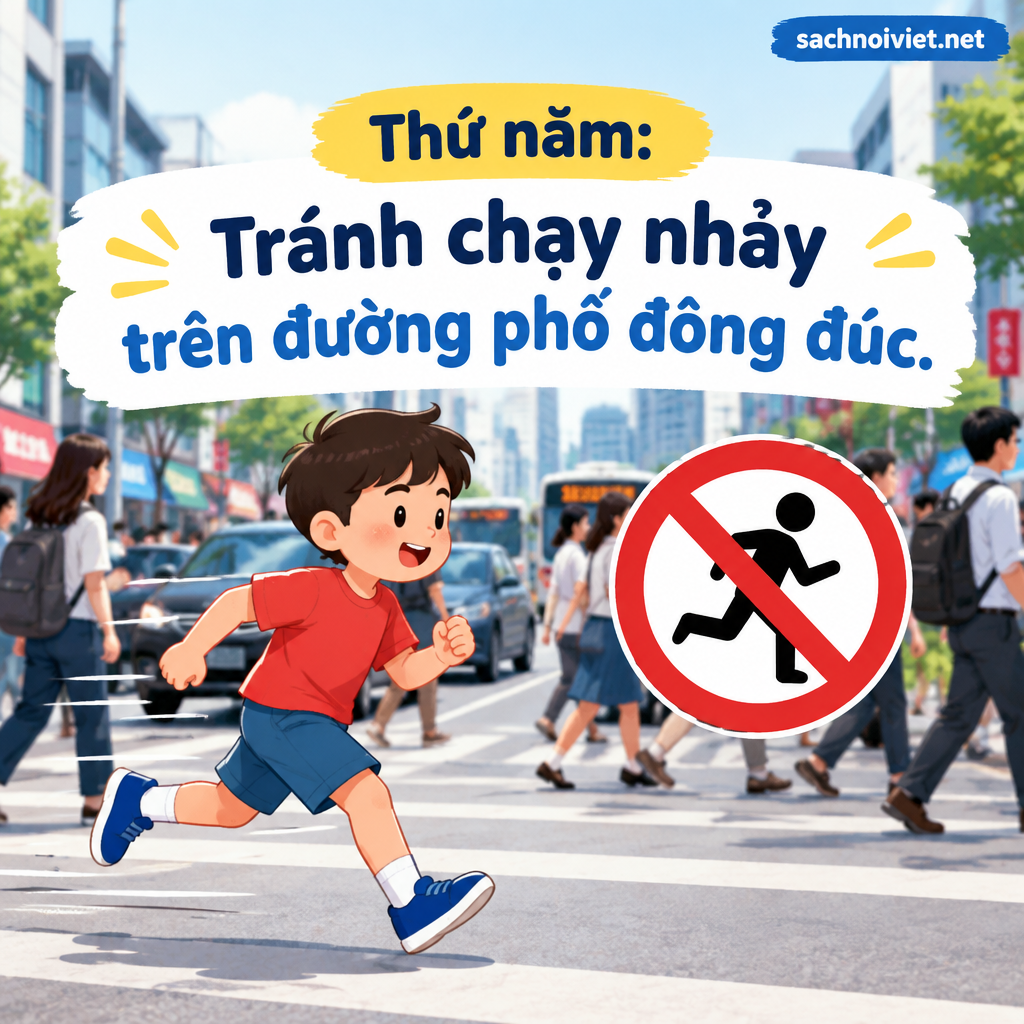 Thứ năm: Tránh chạy nhảy trên đường phố đông đúc