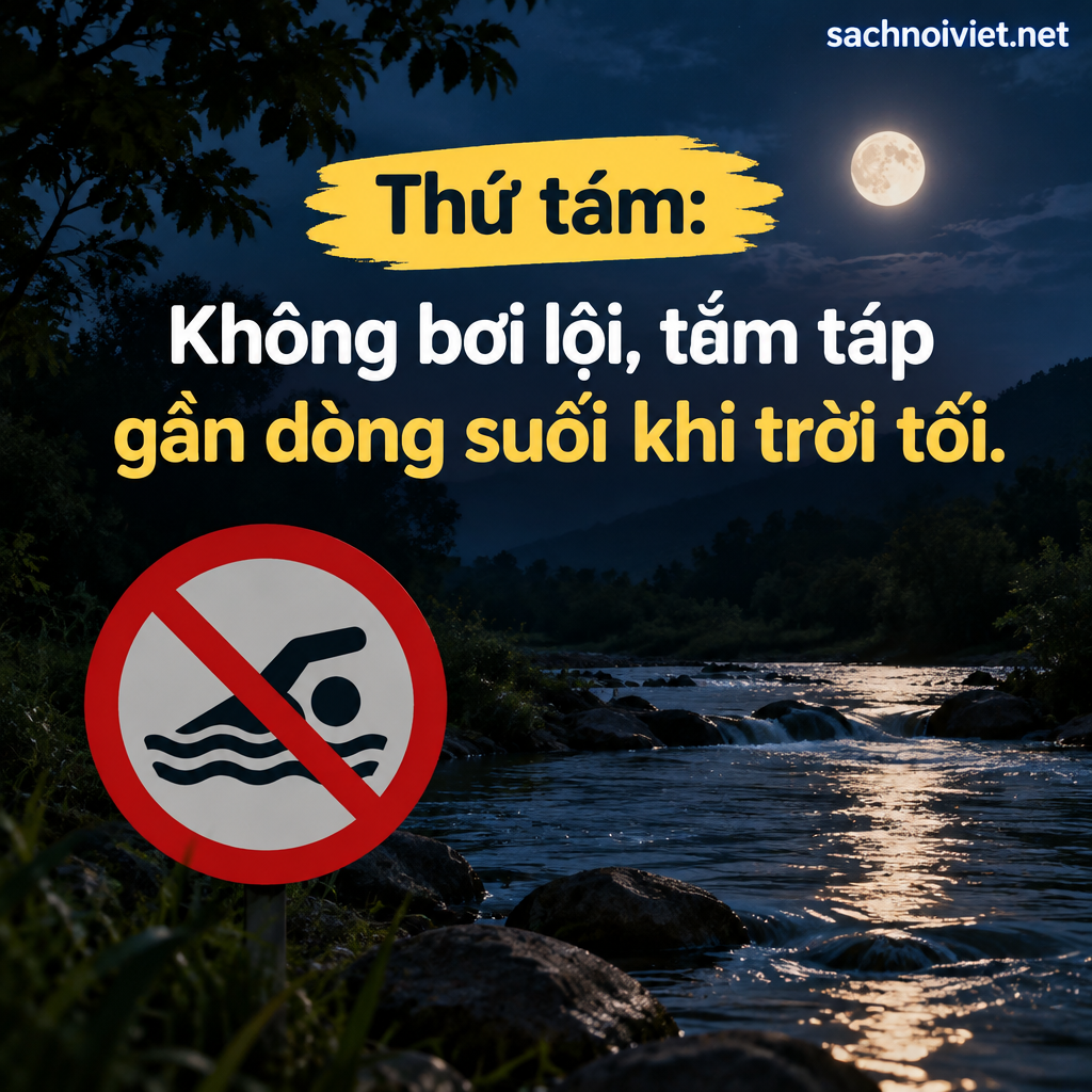 Thứ tám: Không bơi lội, tắm táp gần dòng suối khi trời tối