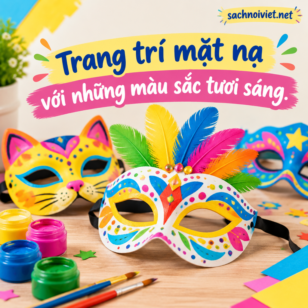 Trang trí mặt nạ với những màu sắc tươi sáng